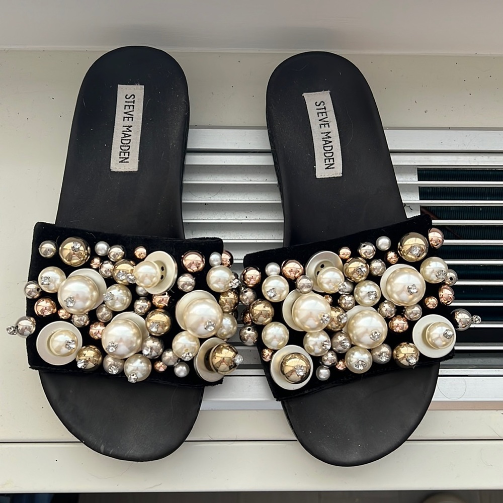 Steve Madden jeweled slides